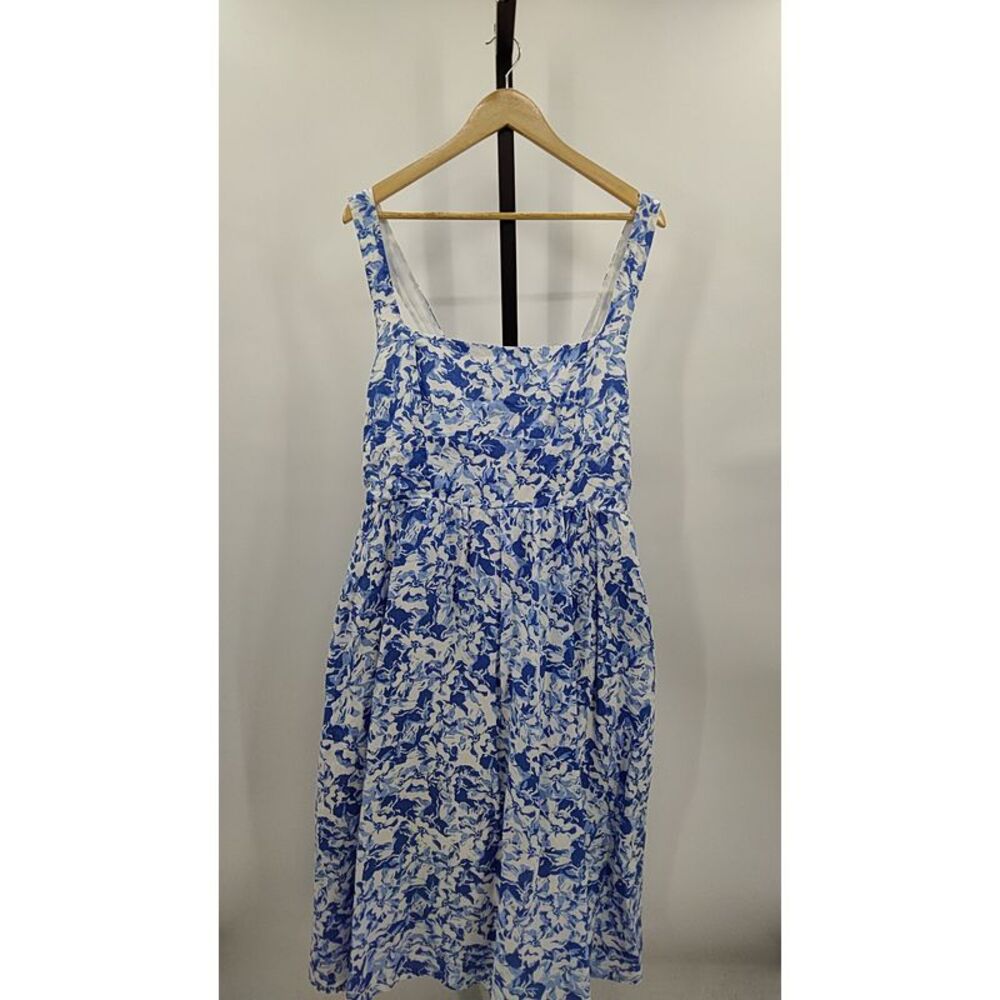 Quince Blue and White Floral Midi Dress